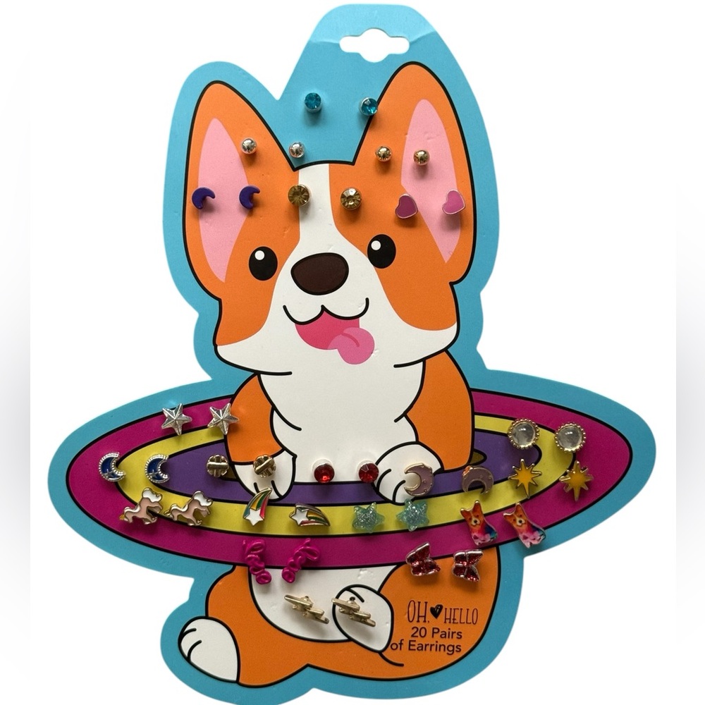 OH HELLO Hypoallergenic Earrings 20 Pairs - Adorable Animals, Shapes, Studs NEW
